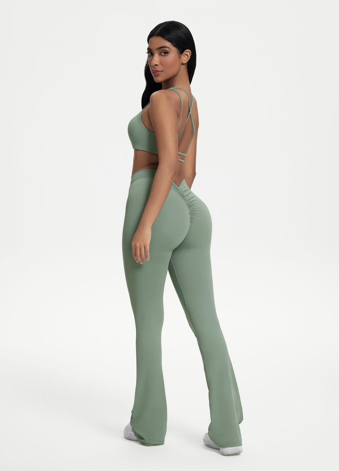 Scrunch Back Flared Leggings