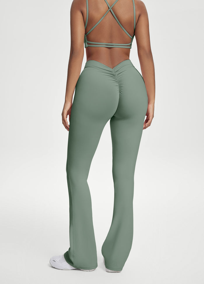 Scrunch Back Flared Leggings