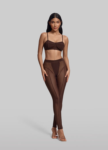 Leggings Semitrasparenti a Vita Alta