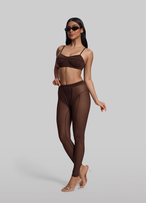 Legging semi-transparent taille haute