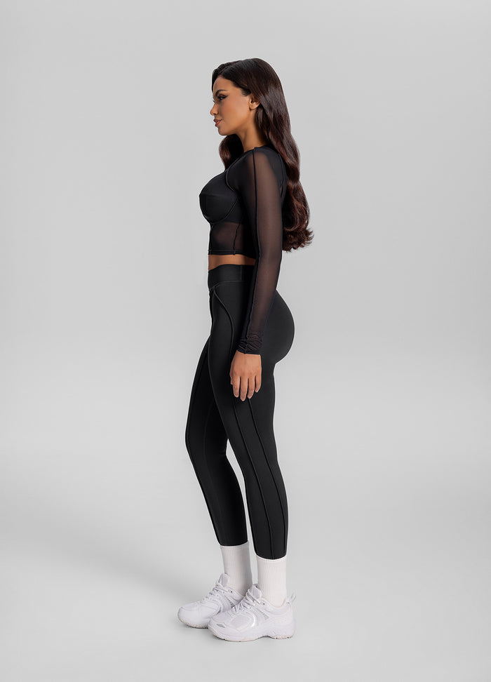 Contoured Sheer Long Sleeve Crop