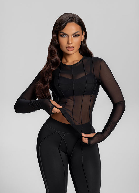 Maglia Modellata a Maniche Lunghe