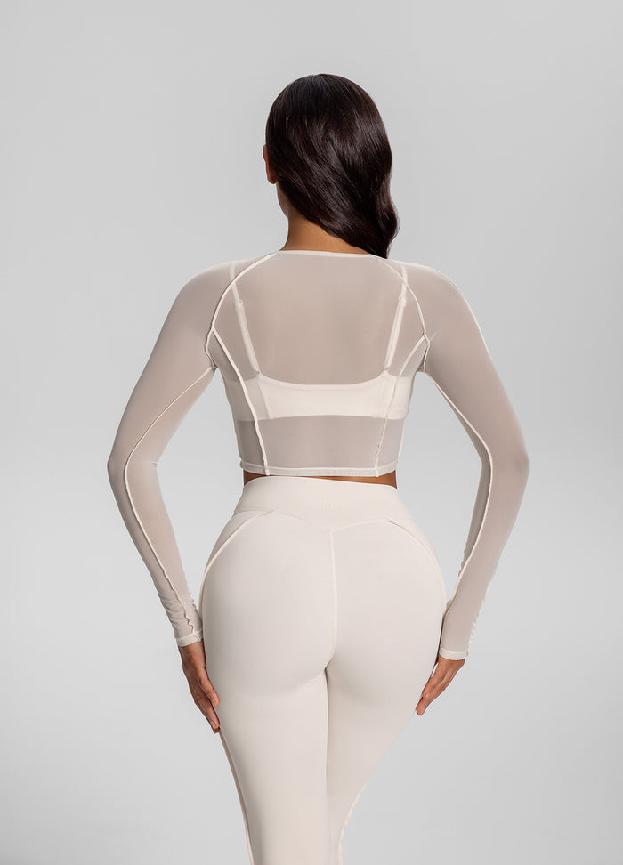 Contoured Sheer Long Sleeve Crop