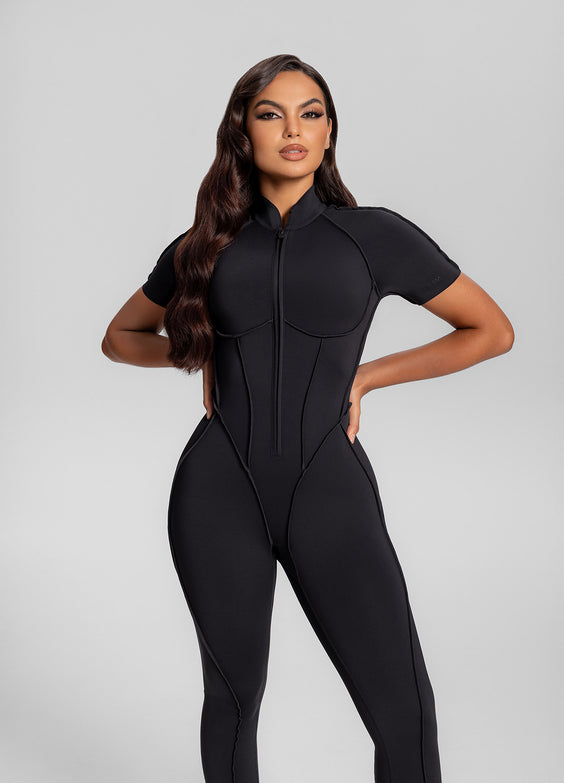 Catsuit a Schiena Chiusa e Maniche Corte