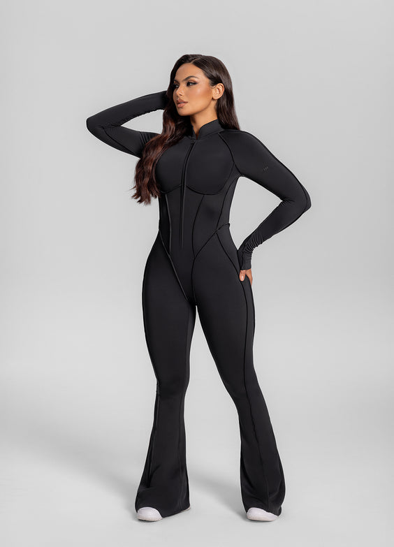 Catsuit évasée à dos fermé