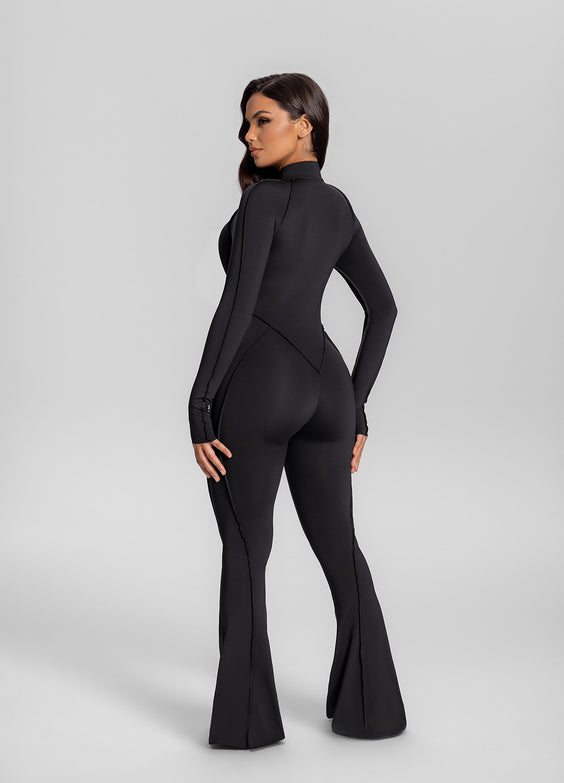 Catsuit évasée à dos fermé
