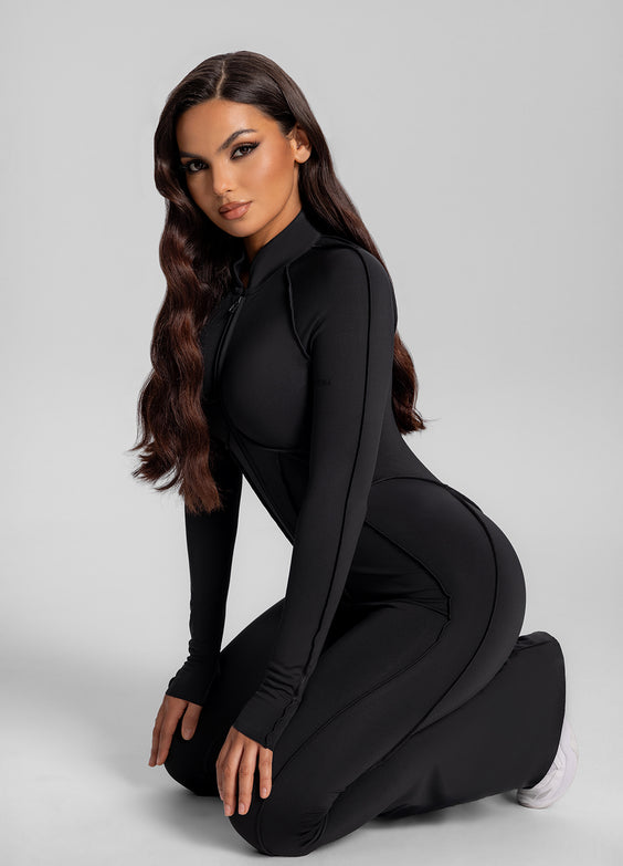 Catsuit évasée à dos fermé