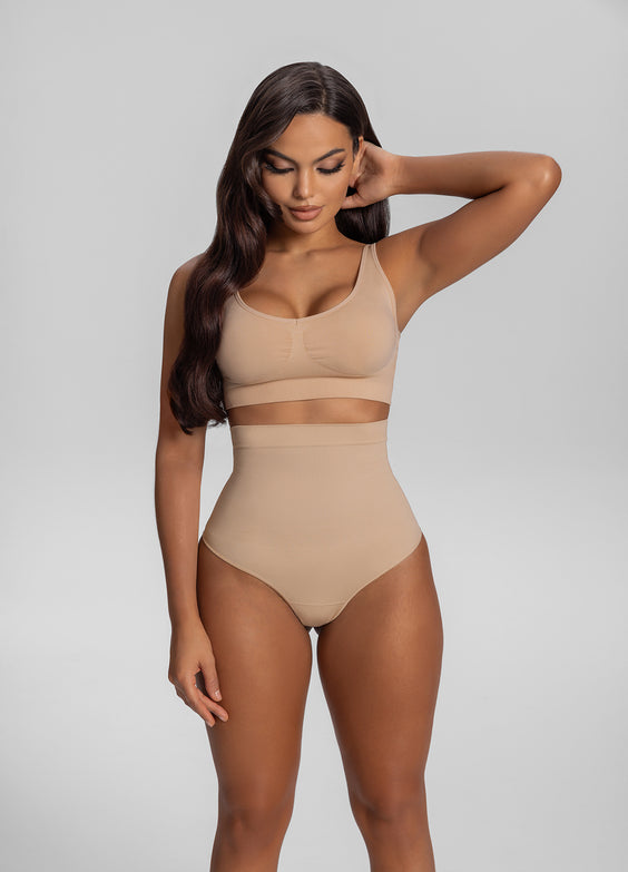 Seamless High-Waisted Tummy-Control Shaping Thong