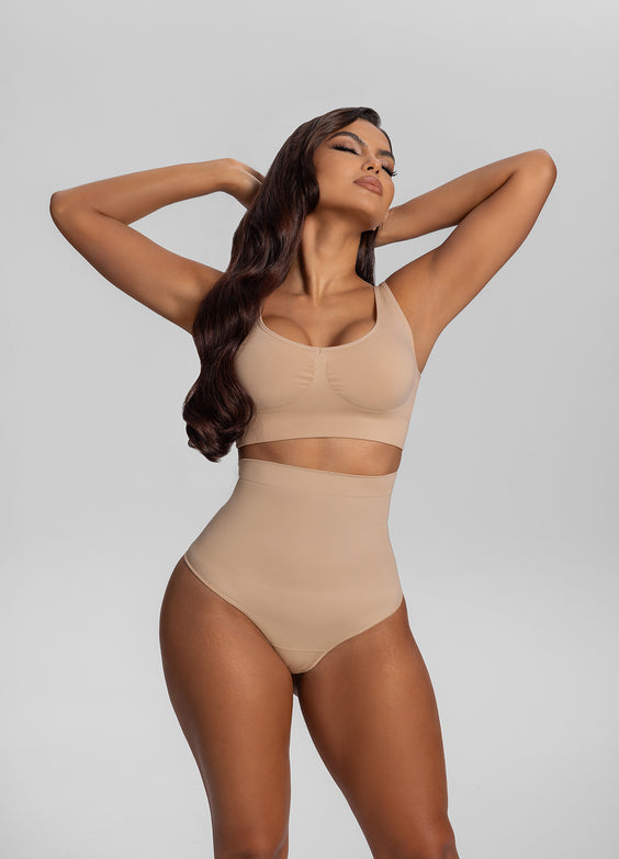 Seamless High-Waisted Tummy-Control Shaping Thong