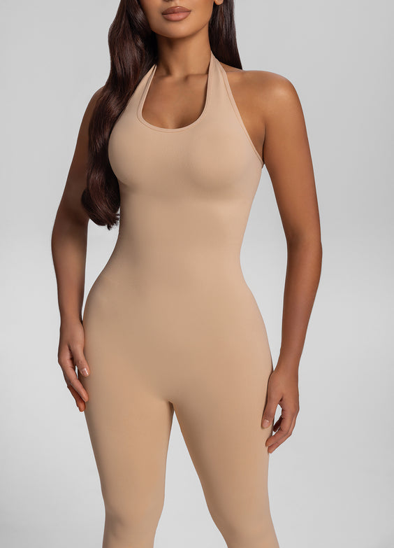 Seamless Halter Tummy-Control Body Shaper Jumpsuit