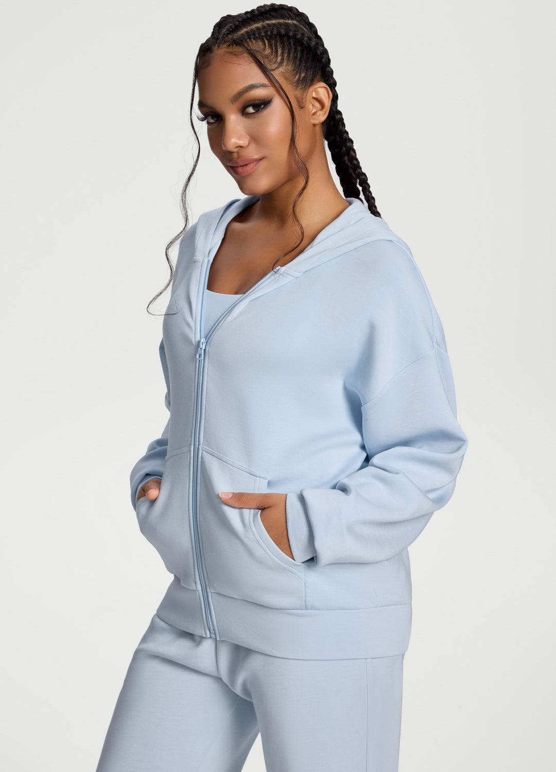 Oversized Zip-Up Hoodie (Color: Sky Blue) | BetterMe Store
