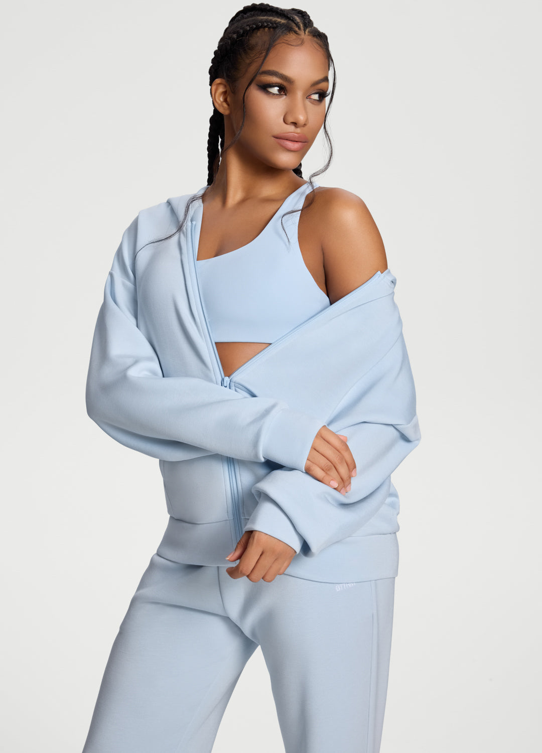Oversized Zip-Up Hoodie (Color: Sky Blue) | BetterMe Store