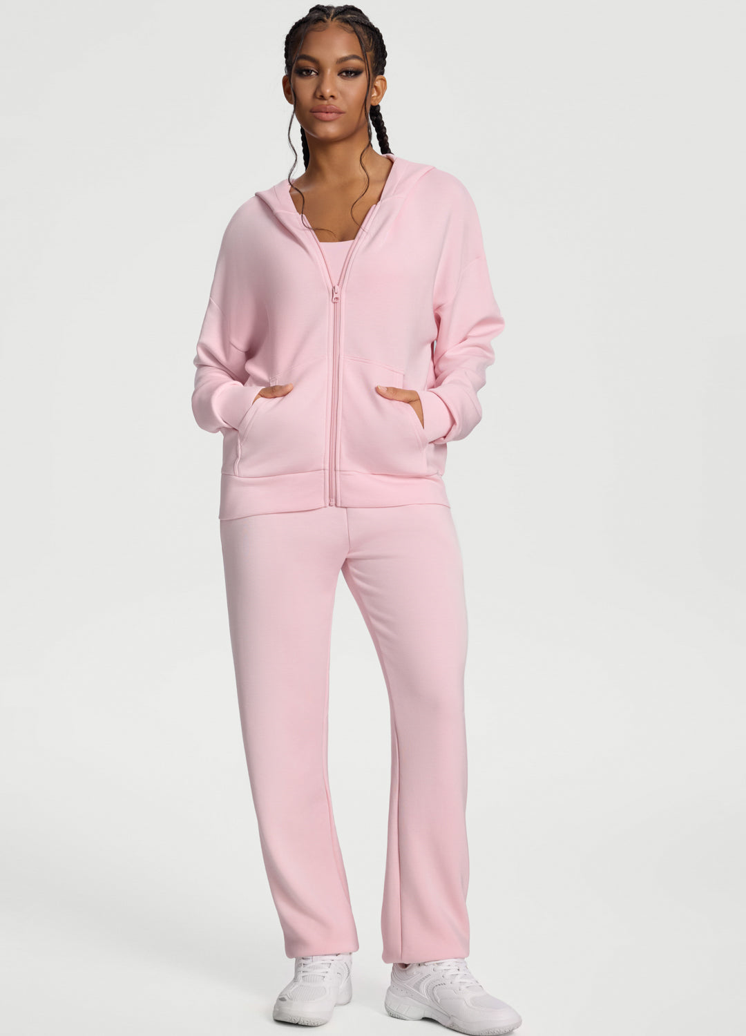 Oversized Zip-Up Hoodie (Color: Ballet Pink) | BetterMe Store