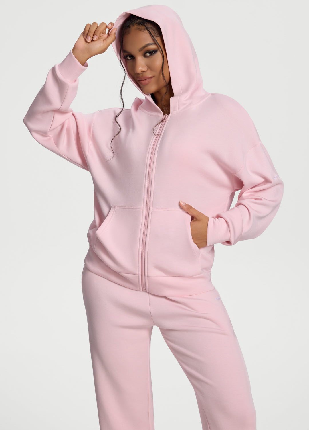 Oversized Zip-Up Hoodie (Color: Ballet Pink) | BetterMe Store