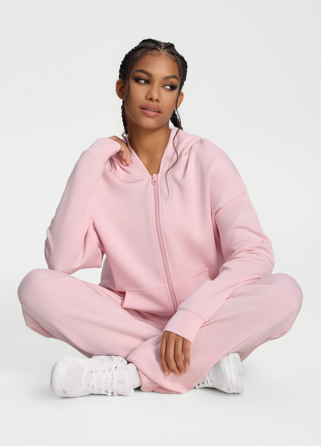 Oversized Zip-Up Hoodie (Color: Ballet Pink) | BetterMe Store