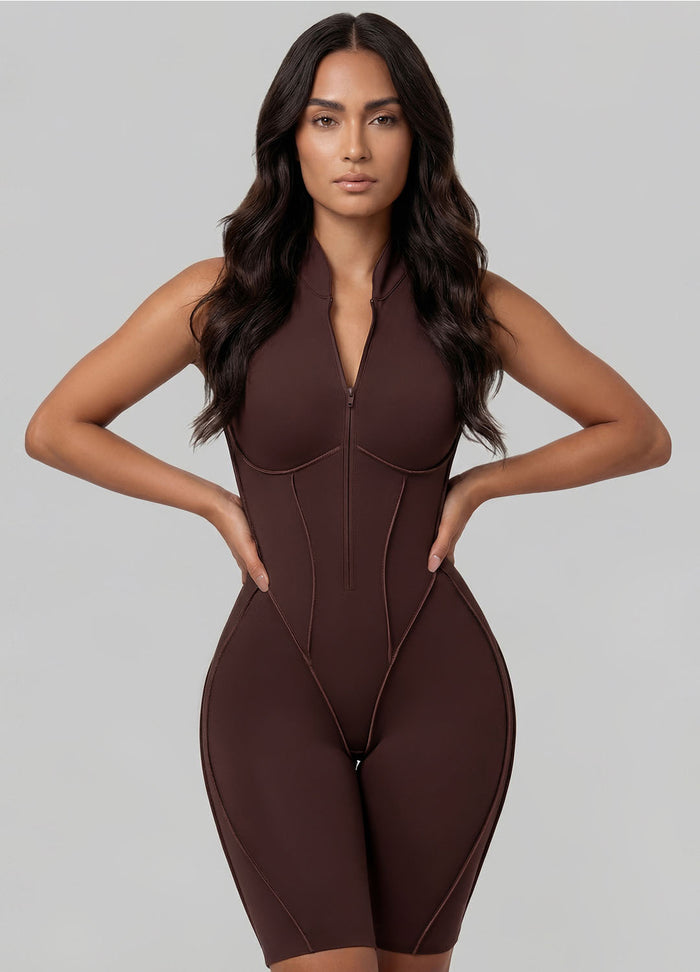 Closed-Back Sleeveless Shorts Catsuit