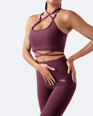 Top con lacci frontali bordeaux