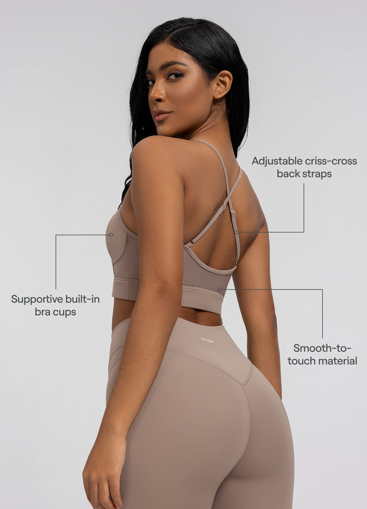 Seamless Crossback Bra (Color: Cocoa) | BetterMe Store