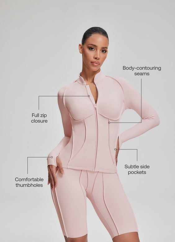 Contour Zip-Up Long Sleeve Top