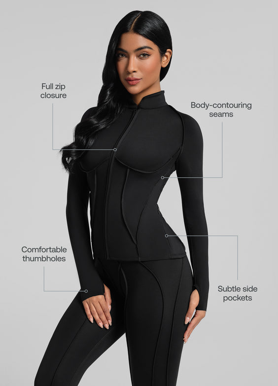 Contour Zip-Up Long Sleeve Top