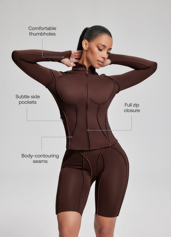 Haut zippé à manches longues avec contouring