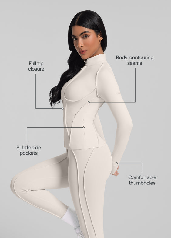 Contour Zip-Up Long Sleeve Top