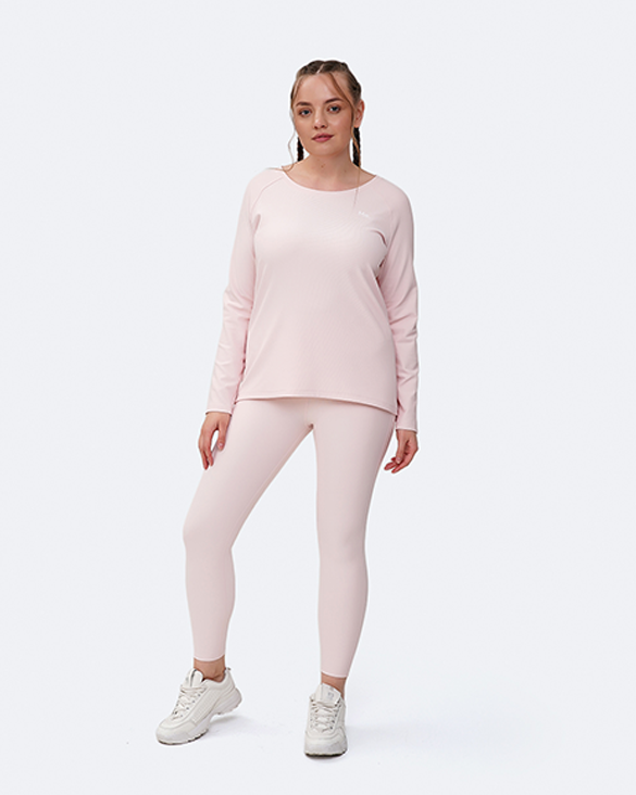 Top a maniche lunghe rosa vaniglia