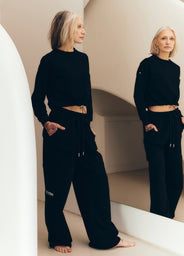 Cropped Sweatshirt mit Kordelzug