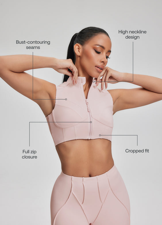 Top Cropped com Zíper e Gola Alta  