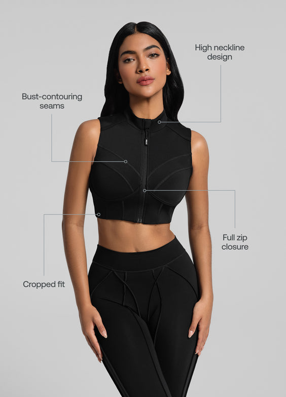 Top con Zip a Collo Alto