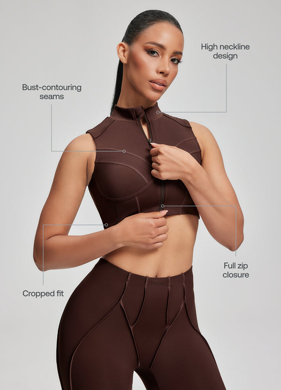 High-Neck Zip-Up Top