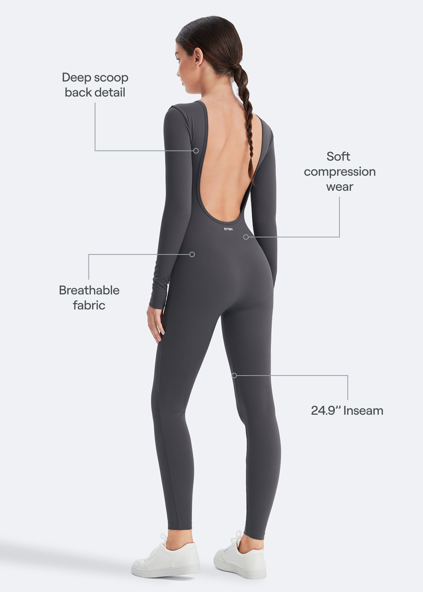 Open Back Jumpsuit (Color: Slate Gray) | BetterMe Store