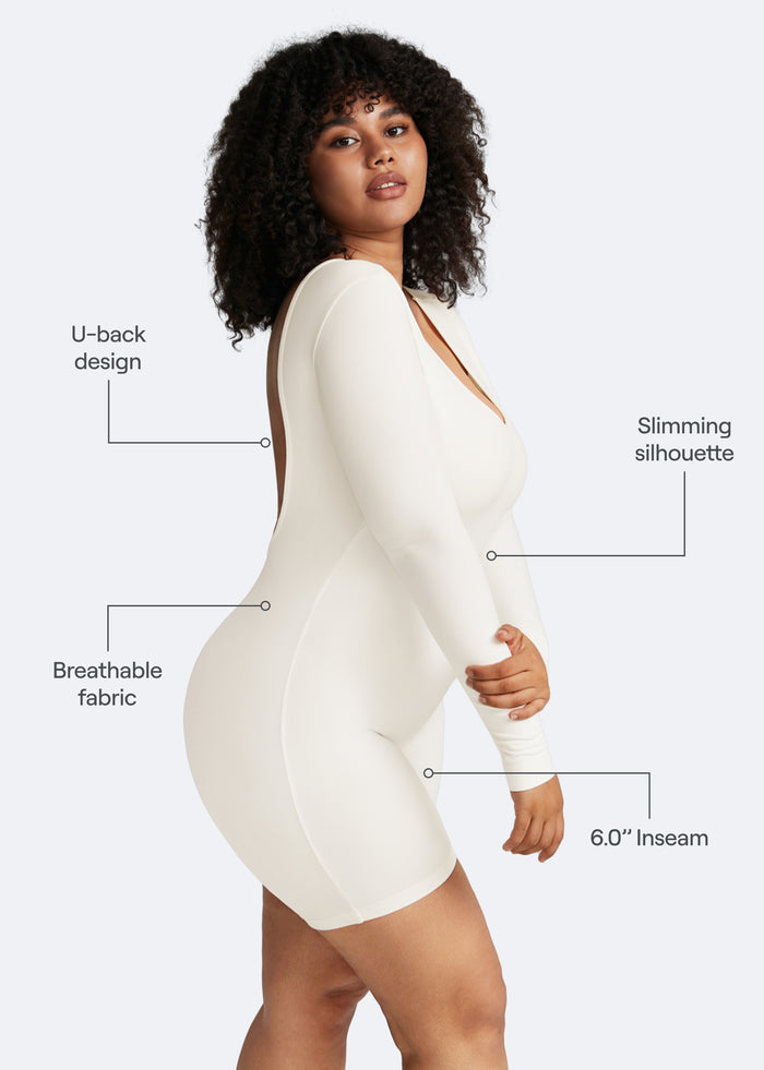 Langärmeliger U-Back-Bodysuit