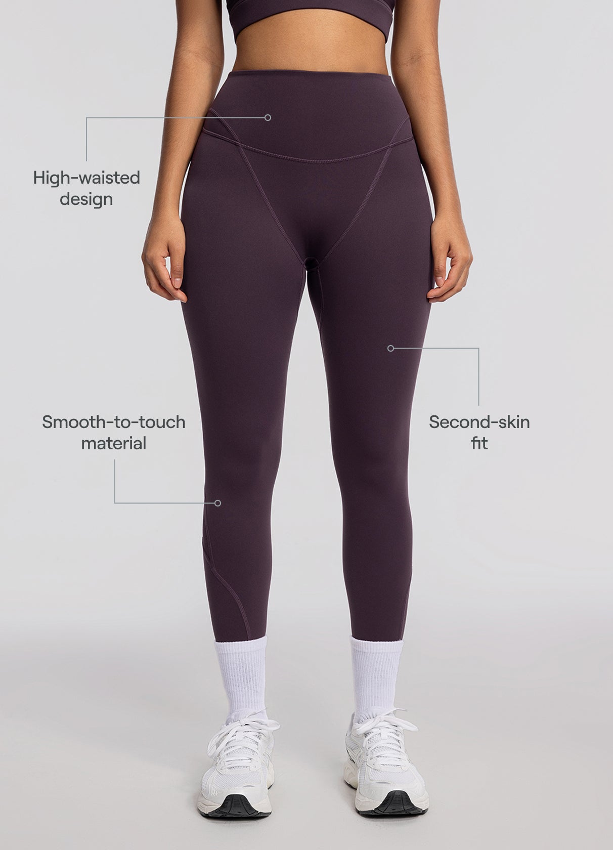 High-Stretch Performance Leggings (Color: Midnight Plum