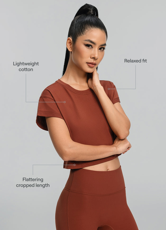 Camiseta Cropped de Algodão