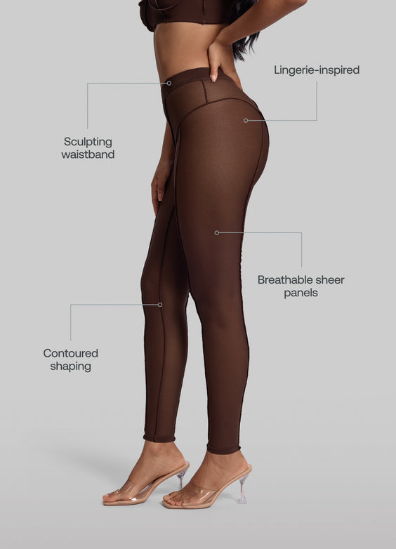 Legging semi-transparent taille haute