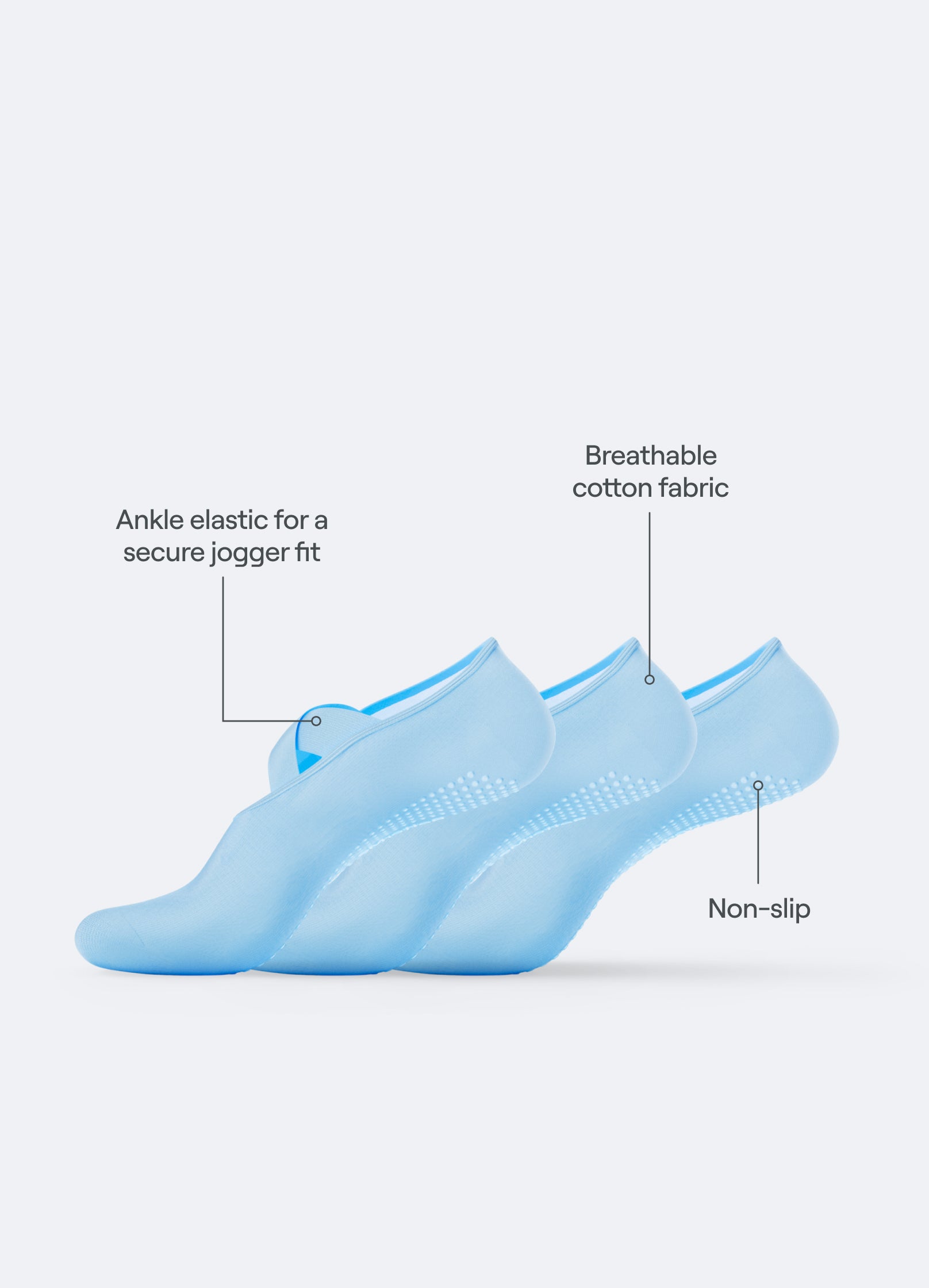 Pilates Grip Socks I 3-PACK (Color: Serenity Blue) | BetterMe Store