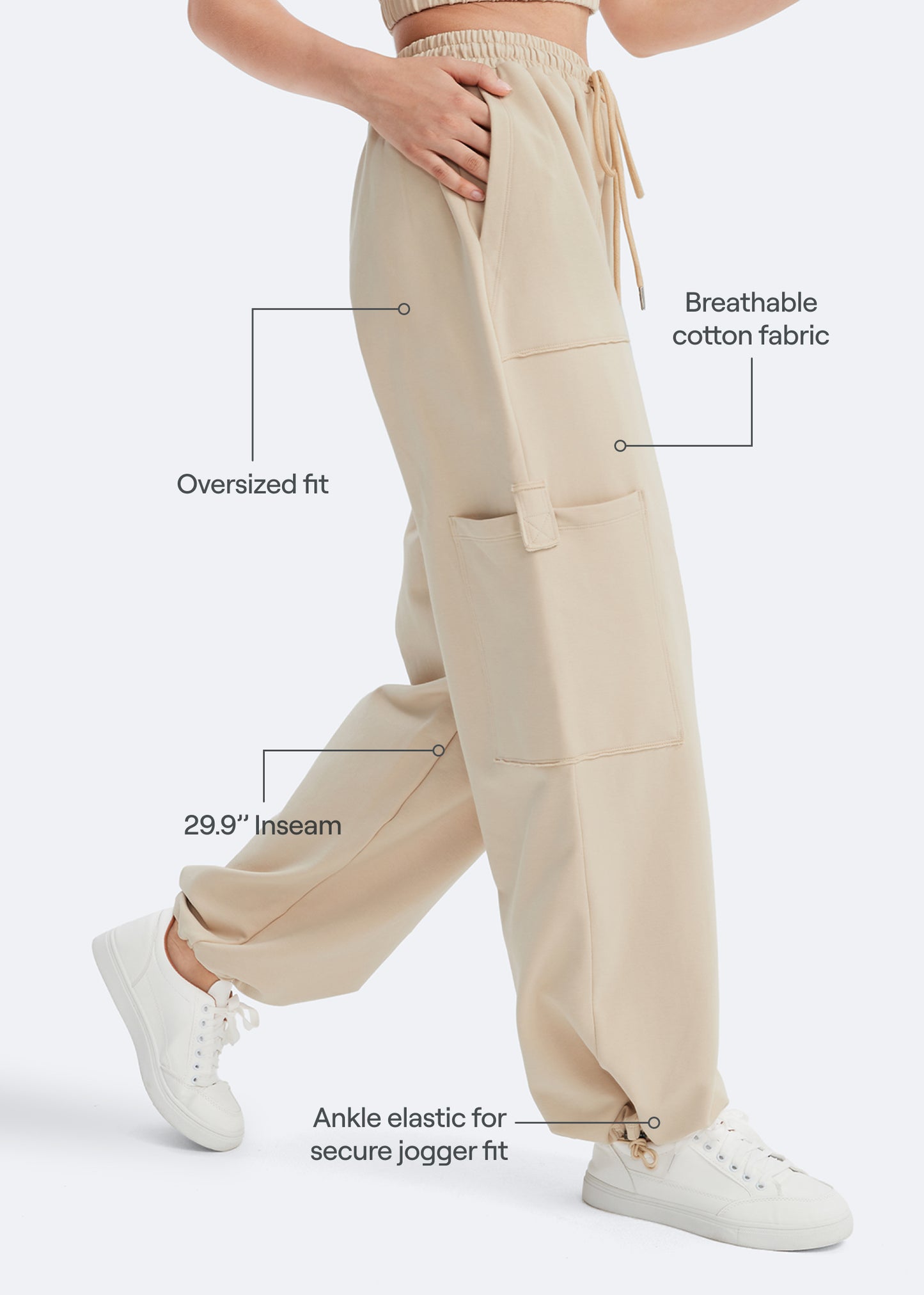 Pantalones de deporte casuales con cordón en la cintura
