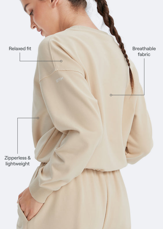 Cropped Sweatshirt mit Kordelzug