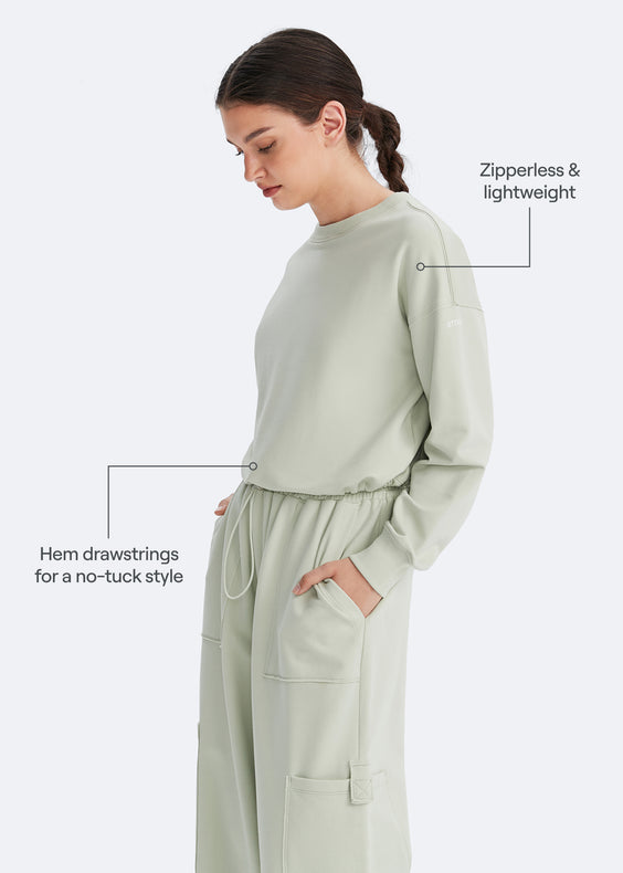 Cropped Sweatshirt mit Kordelzug