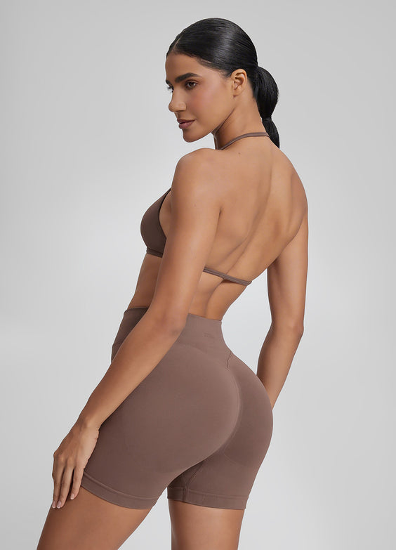 Ultrasculpt Halterneck Backless Strappy Functional Twill Knit Bra