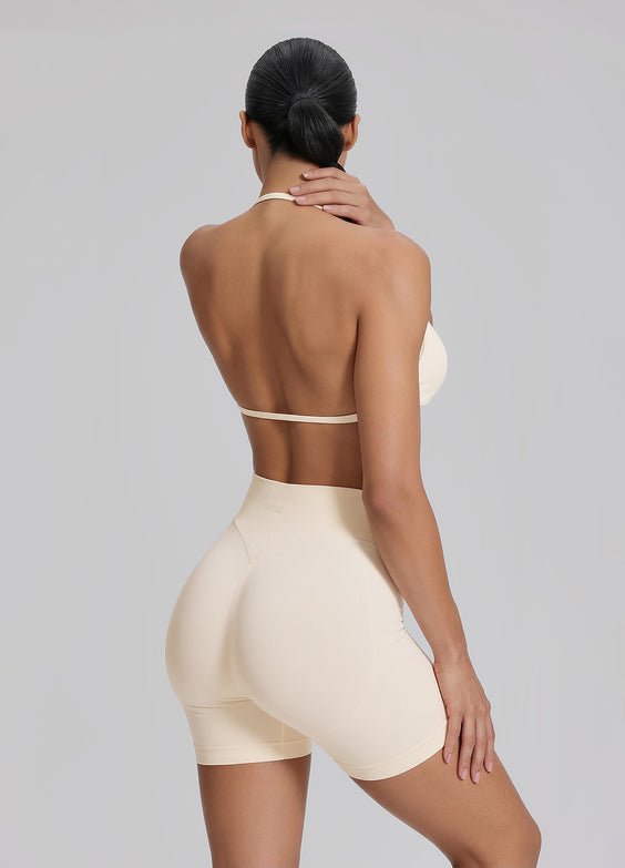 Ultrasculpt Halterneck Backless Strappy Functional Twill Knit Bra