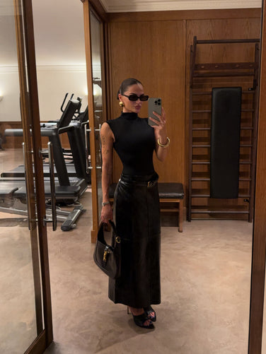 Faux Leather Pencil Maxi Skirt