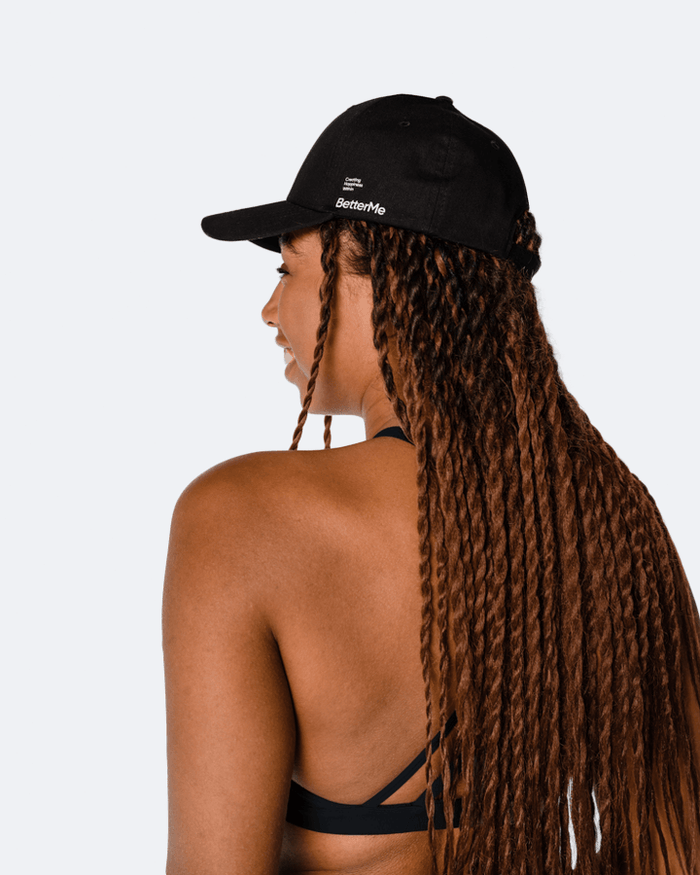 Jet Black Strapback Hat