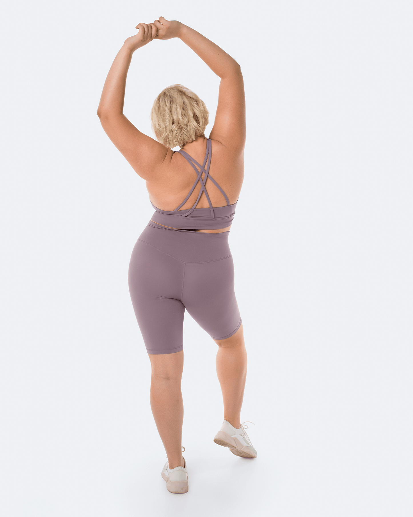 Dusty Pink Strappy Back Top and Bike Shorts Sports Set