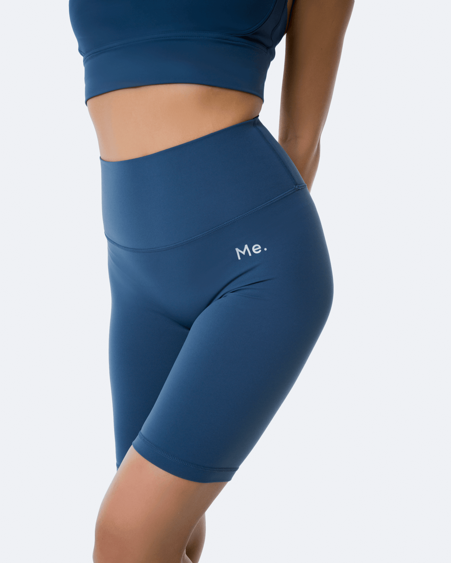Iris Blue Strappy Back Top and Bike Shorts Sports Set