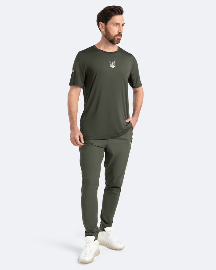 Calça jogger athleisure na cor caqui