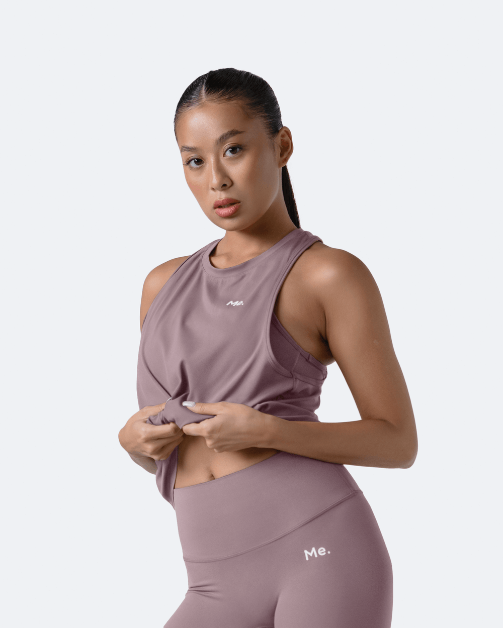 BetterMe High Waisted Leggings and Cropped Long Sleeve Top Set in Pink