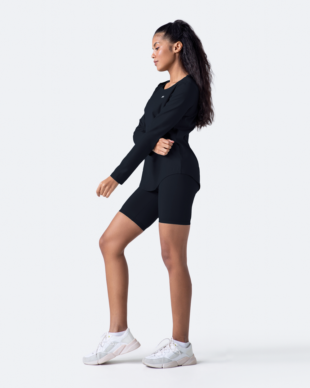 BetterMe Jet Black Long Sleeve and Bike Shorts Sports Set for women –  BetterMe Store