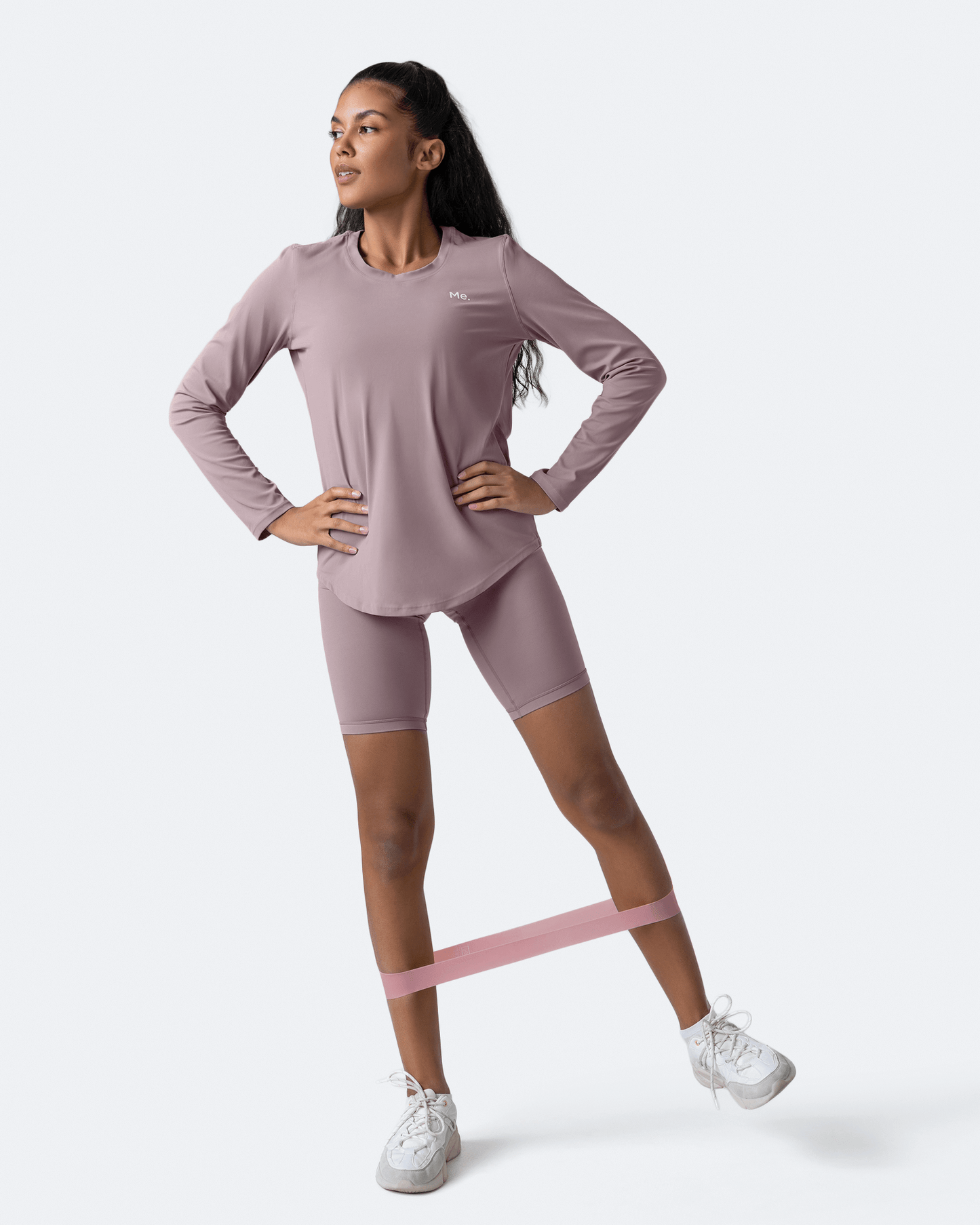 Dusty Pink Long Sleeve and Bike Shorts Sports Set